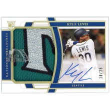 Kyle Lewis 2020 Panini National Treasures Holo Gold Rookie Patch Autograph Card #183 18/25