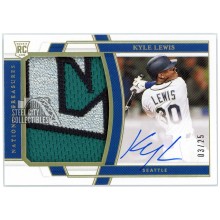 Kyle Lewis 2020 Panini National Treasures Holo Gold Rookie Patch Autograph Card #183 3/25