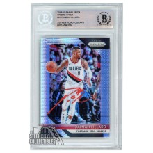 Damian Lillard 2018-19 Panini Prizm Hyper Autograph Card #81 BAS (Red)