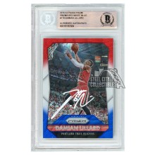 Damian Lillard 2015-16 Panini Prizm Red White Blue Autograph Card #179 BAS (White)