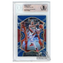 Damian Lillard 2020-21 Panini Select Concourse Blue Autograph Card #24 BAS