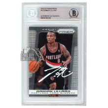 Damian Lillard 2013-14 Panini Prizm Autograph Card #19 BAS (White)
