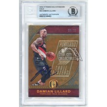 Damian Lillard 2016-17 Panini Gold Standard Gold Autograph Card #82 /79 BAS 10