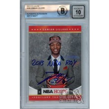 Damian Lillard 2012-13 Panini Hoops Autograph "2013 NBA ROY" RC Card #280 BAS 10