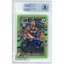 Damian Lillard 2017-18 Donruss Optic Lime Green Prizm Auto Card #122 /175 BAS