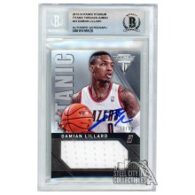 Damian Lillard 2013-14 Panini Titanium Titanic Threads Jumbo Autograph Card #43 /99 BAS 10
