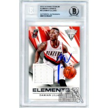 Damian Lillard 2013-14 Panini Titanium Elements Patch Autograph Card #63 BAS 10