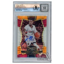 Damian Lillard 2016-17 Panini Select Tri-Color Autograph Card #156 BAS 10