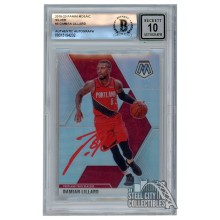 Damian Lillard 2019-20 Panini Mosaic Silver Autograph Card #5 BAS 10 (Red)