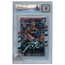 Damian Lillard 2017-18 Panini Donruss Optic Holo Autograph Card #122 BAS 10 (White)