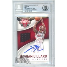 Damian Lillard 2014-15 Panini Totally Certified Red Patch Auto Card #20 BAS 10