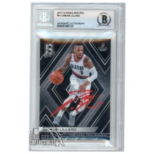 Damian Lillard 2017-18 Panini Spectra Autograph Card #61 BAS 10 (Red)