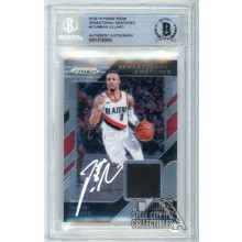 Damian Lillard 2018-19 Panini Prizm Swatches Autograph Card #6 BAS (White)