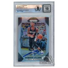 Damian Lillard 2017-18 Panini Prizm Silver Autograph Card #141 BAS 10