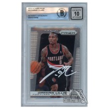 Damian Lillard 2013-14 Panini Prizm Autograph Card #19 BAS 10 (White)
