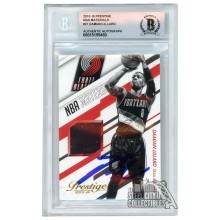 Damian Lillard 2015-16 Panini Prestige NBA Materials Autograph Card #21 BAS 10