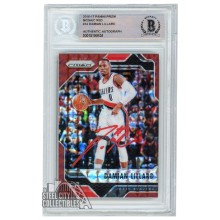 Damian Lillard 2016-17 Panini Prizm Mosaic Red Autograph Card #14 BAS (Red)