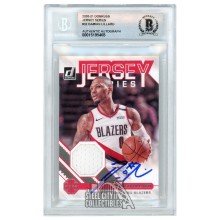 Damian Lillard 2020-21 Panini Donruss Jersey Series Autograph Card #32 BAS 10