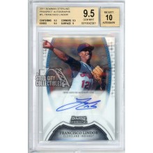 Francisco Lindor 2011 Bowman Sterling Autograph Card #BSP-FL BGS 9.5 (Chipped)