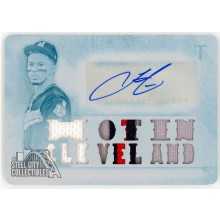 Francisco Lindor 2018 Topps Triple Threads Patch Autograph White Whale Printing Plate Card #TTAR-FL3 1/1