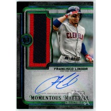 Francisco Lindor 2019 Topps Museum Momentous Green Jumbo Patch Auto Card 1/1