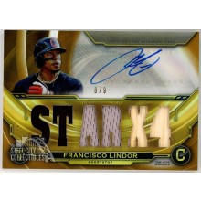 Francisco Lindor 2019 Topps Triple Threads Triple Relic Autograph Card 8/9