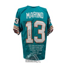 Dan Marino Autographed Miami Custom Teal Stats Jersey - JSA