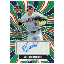 Jacob Lombard 2026 Panini USA Baseball Stars & Stripes Green Rookie Auto Card