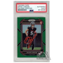 Drake London 2022 Panini Prizm Green Autograph Rookie Card #308 PSA/DNA (Red)