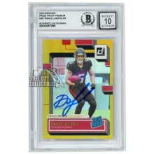 Drake London 2022 Donruss Press Proof Gold Rated Rookie Autograph Card #307 BAS 10