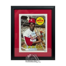 Lou Brock Autographed St Louis 1969 Topps 11x14 Framed Photo - MLB