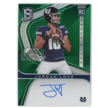 Jordan Love 2020 Panini Spectra Draft Picks Green Prizm Rookie Autograph Card #24 1/5