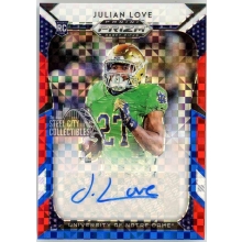 Julian Love 2019 Panini Prizm Draft Picks Red Blue Rookie Autograph Card #198 54/99
