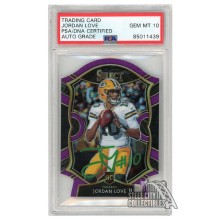 Jordan Love 2020 Panini Select Concourse Purple Die-Cut Autograph RC Card #47 PSA/DNA 10 (Green)