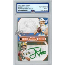 Jordan Love 2020 Panini Contenders Round Numbers Orange Autograph Rookie Card #RN-HL PSA/DNA (Green)