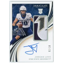 Jordan Love 2020 Panini Immaculate Rookie Patch Autographs Gold Card #120 02/10