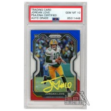 Jordan Love 2020 Panini Prizm Red White Blue Autograph RC Card #363 PSA/DNA 10 (Yellow)