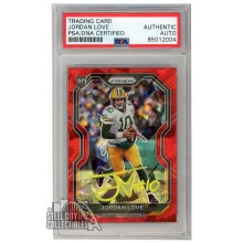 Jordan Love 2020 Panini Prizm Red Ice Autograph Rookie Card #363 PSA/DNA (Yellow)