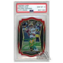 Jordan Love 2020 Panini Select Premier Level Red Die-Cut Autograph RC Card #147 PSA/DNA 10 (Green)
