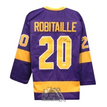 Luc Robitaille HOF 09 Autographed Los Angeles Custom Purple Hockey Jersey - JSA