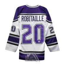 Luc Robitaille HOF 09 Autographed Los Angeles Custom White Hockey Jersey - JSA