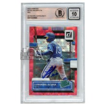 Luisangel Acuna 2022 Panini Donruss Rated Prospect Red Autograph Card #RP-9 /149 BAS 10