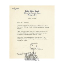 Lyndon B Johnson Autographed 1958 US Senate Letter - JSA LOA