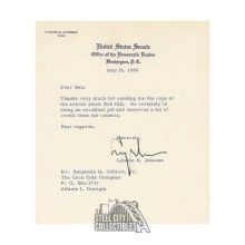 Lyndon Baines Johnson Autographed 1960 Letter - PSA/DNA LOA