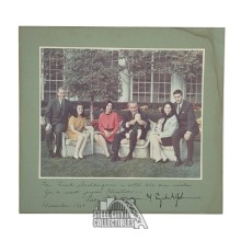 Lyndon B Johnson / Lady Bird Johnson Autographed 11x12 1968 Photo - JSA LOA
