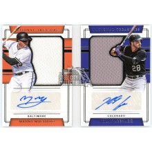 Manny Machado Nolan Arenado 2018 Panini National Treasures Dual Jersey Autograph Booklet Card #DMS-MA 3/10
