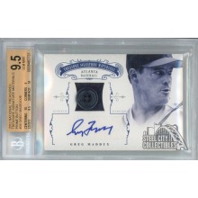 Greg Maddux 2012 Panini National Treasures Button Autograph Card #36 1/6 BGS 9.5