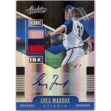 Greg Maddux 2020 Panini Absolute Iconic Ink Patch Autograph Card #IIM-GM 1/1