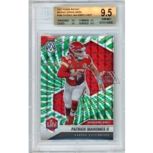Patrick Mahomes 2021 Panini Mosaic Green Swirl Super Bowl MVP Card #288 6/11 BGS 9.5