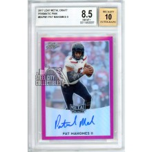 Patrick Mahomes 2017 Leaf Metal Draft Prismatic Pink Rookie Auto 11/20 BGS 8.5